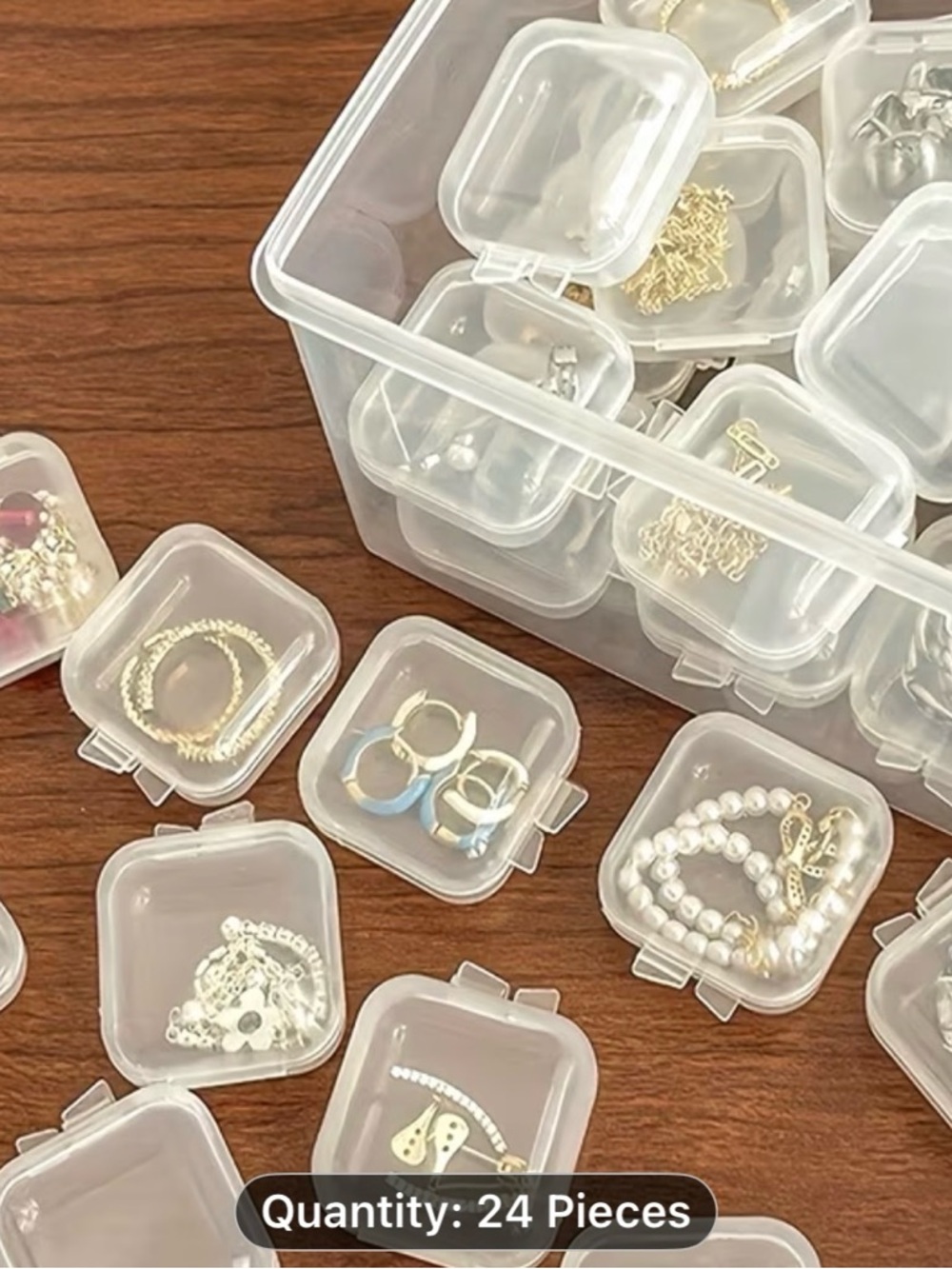 48-Pack Clear Jewelry Ring Storage Organizer Boxes - White/Transparent Many Uses - Picture 6 of 6